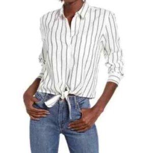 New Rails Val Tie Front Cotton Modal Striped Shirt in Storm Vertical Stripes
